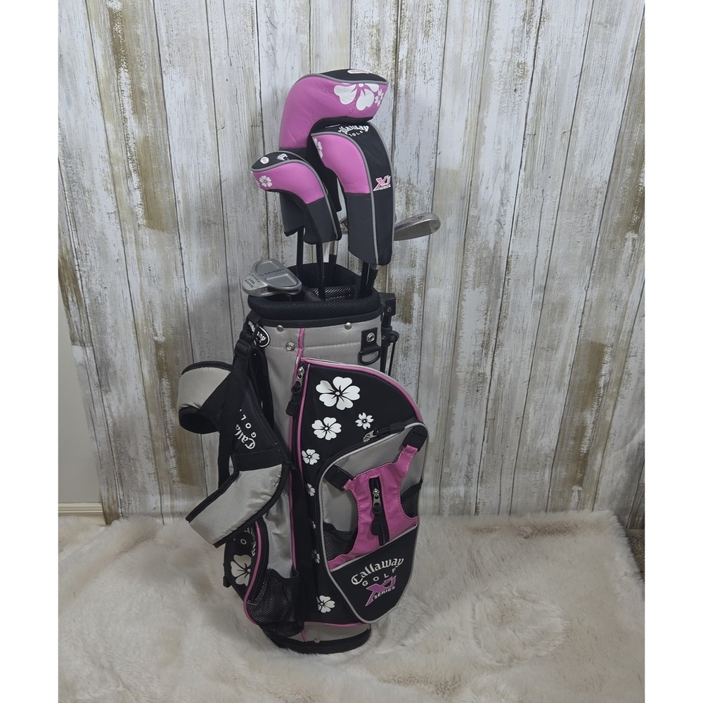 RH Callaway Ultralight XJ Series 6-Club Set 41"-52" Gray Pink Bag/Covers Golf